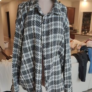 Stylish Black and White Plaid Button-Down Shirt